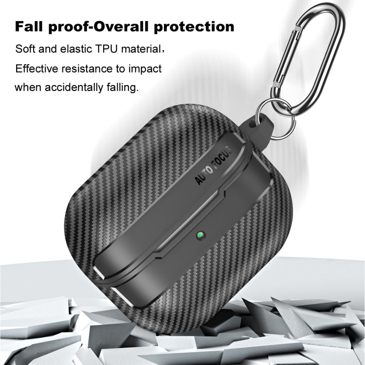 For Samsung Galaxy Buds3 / 3 Pro Carbon Fiber Texture Earphone Protective Case with Carabiner