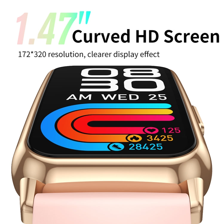 CY22 1.47 inch Steel Strap IP67 Waterproof Smart Watch, Support Heart Rate / Blood Pressure - Gold