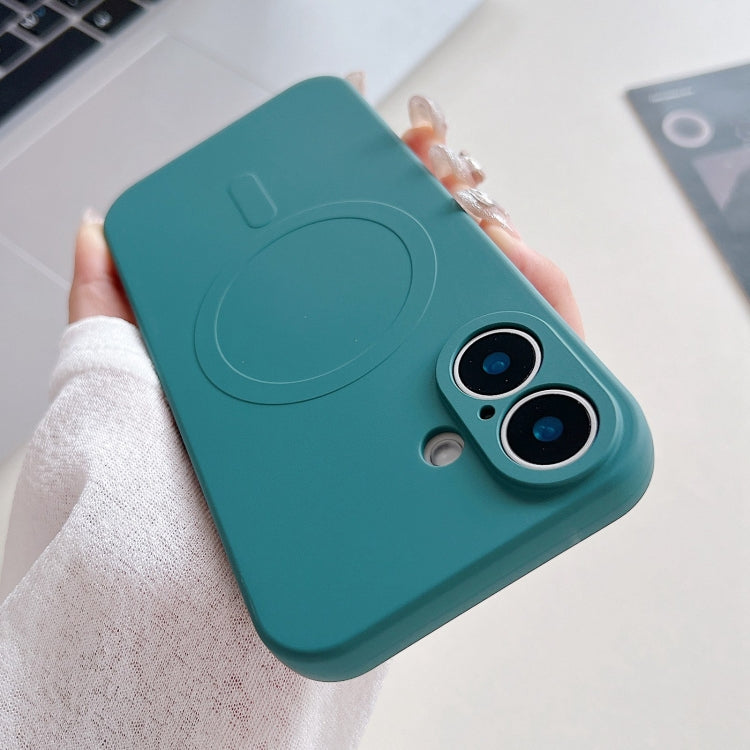 For iPhone 16 Solid Color Liquid Silicone MagSafe Magnetic Phone Case
