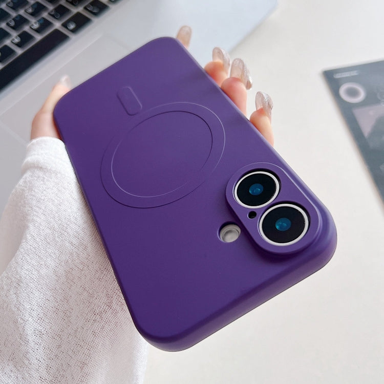 For iPhone 16 Solid Color Liquid Silicone MagSafe Magnetic Phone Case