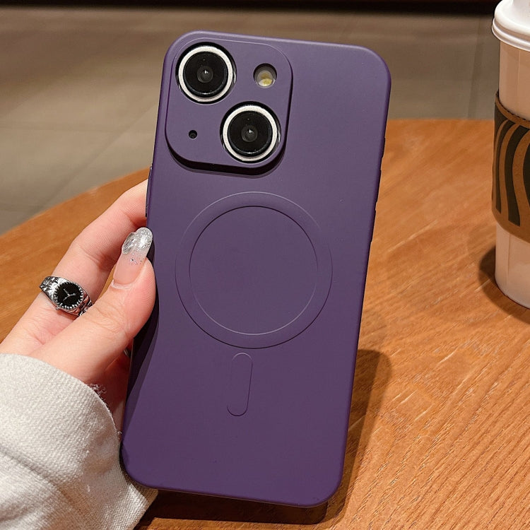 For iPhone 14 Plus Solid Color Liquid Silicone MagSafe Magnetic Phone Case
