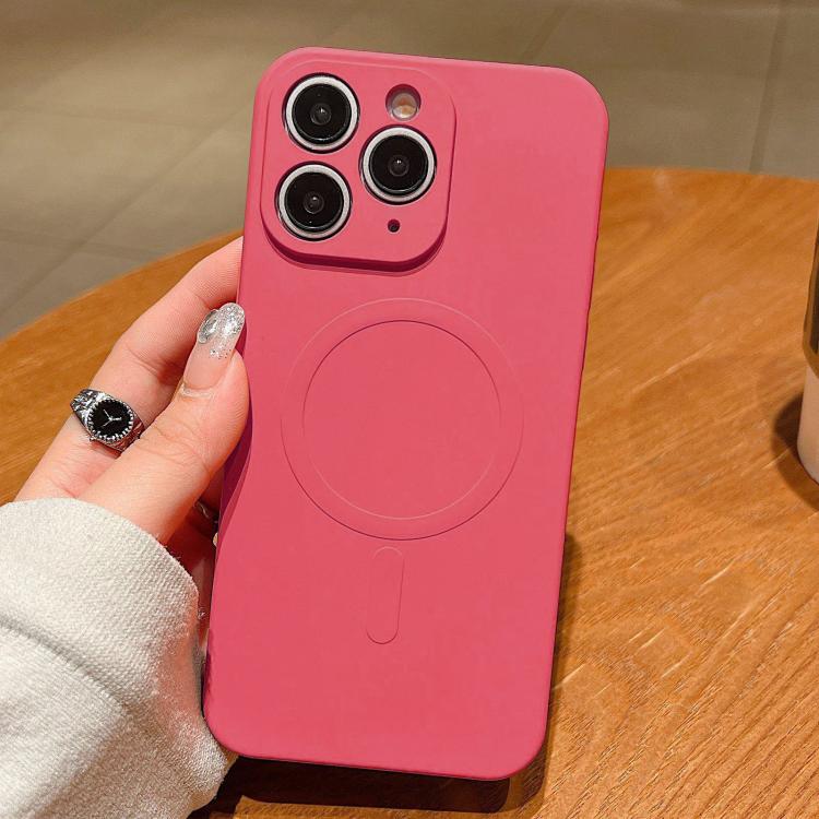 For iPhone 11 Pro Max Solid Color Liquid Silicone MagSafe Magnetic Phone Case
