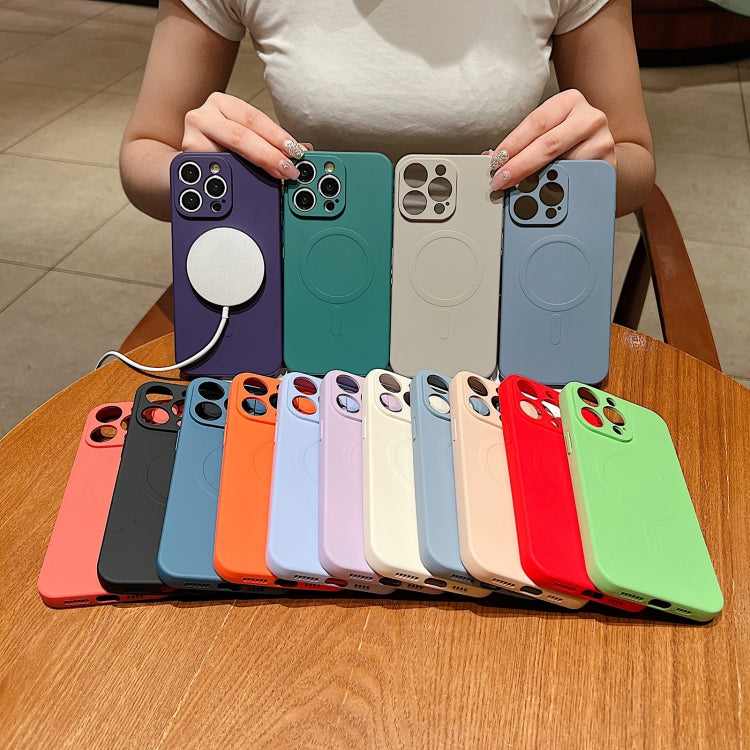 For iPhone 15 Pro Max Solid Color Liquid Silicone MagSafe Magnetic Phone Case