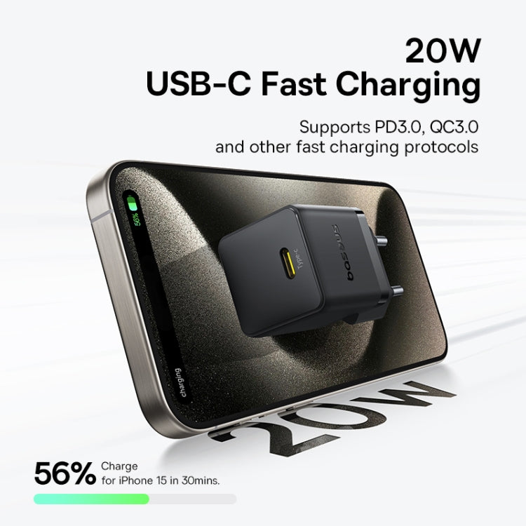 Baseus 1C 20W Type-C Palm Fast Charger, Plug:EU Plug