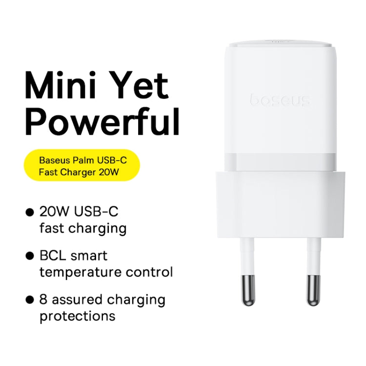 Baseus 1C 20W Type-C Palm Fast Charger, Plug:EU Plug