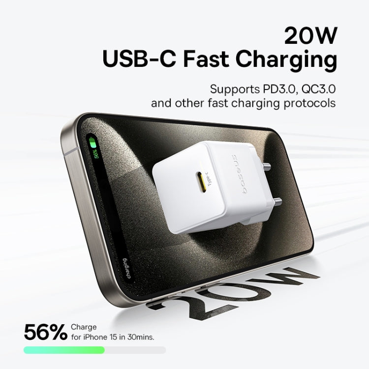 Baseus 1C 20W Type-C Palm Fast Charger, Plug:EU Plug