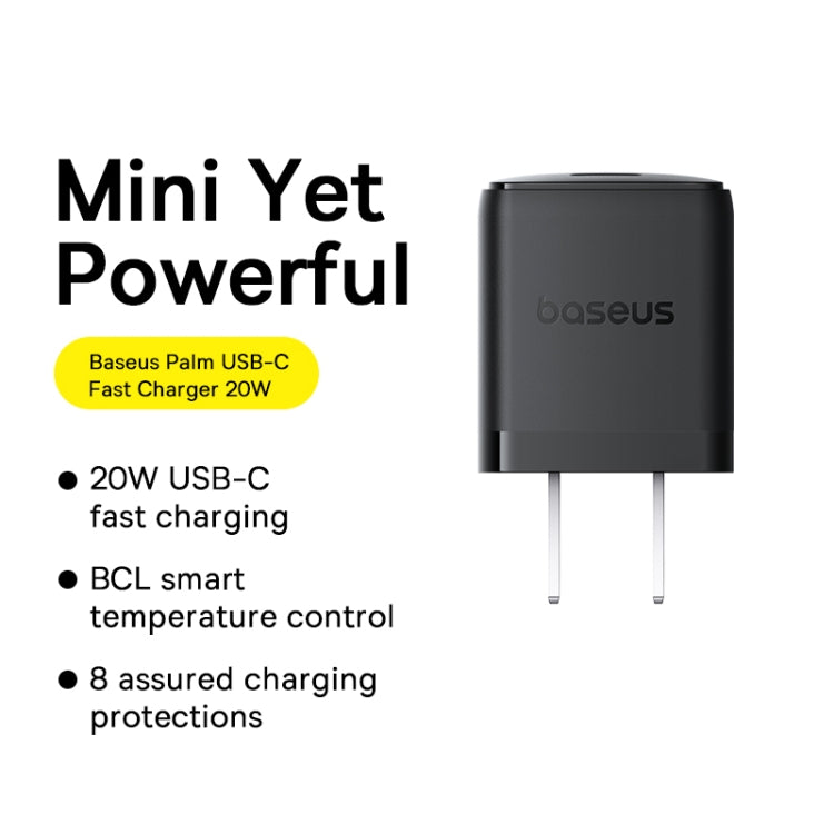Baseus 1C 20W Type-C Palm Fast Charger, Plug:US Plug