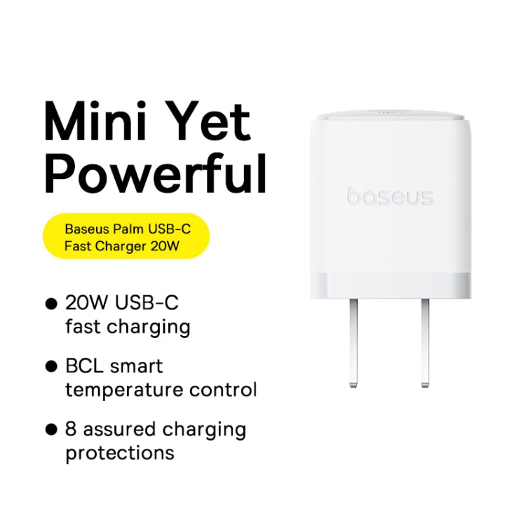 Baseus 1C 20W Type-C Palm Fast Charger, Plug:US Plug