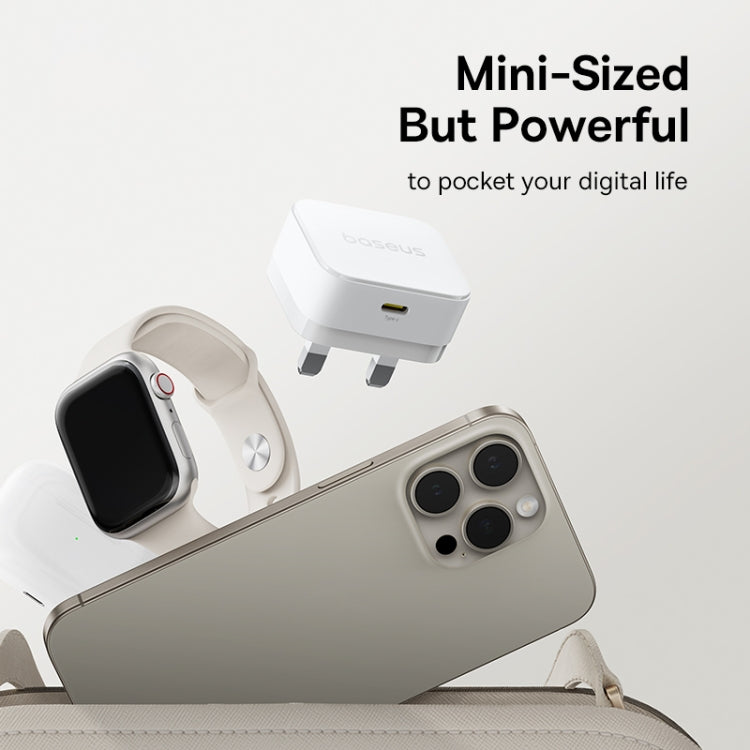 Baseus 1C 20W Type-C Palm Fast Charger, Plug:UK Plug - White