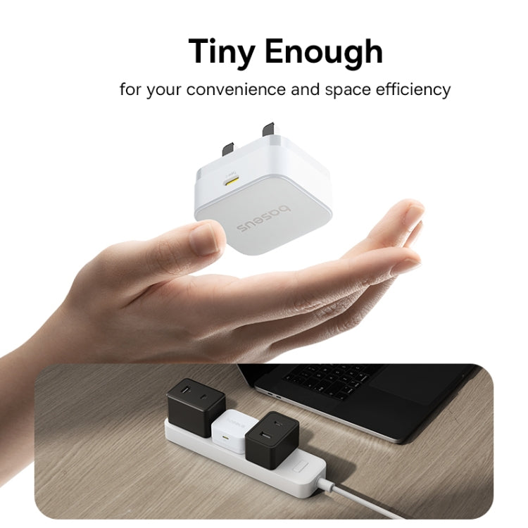 Baseus 1C 20W Type-C Palm Fast Charger, Plug:UK Plug - White