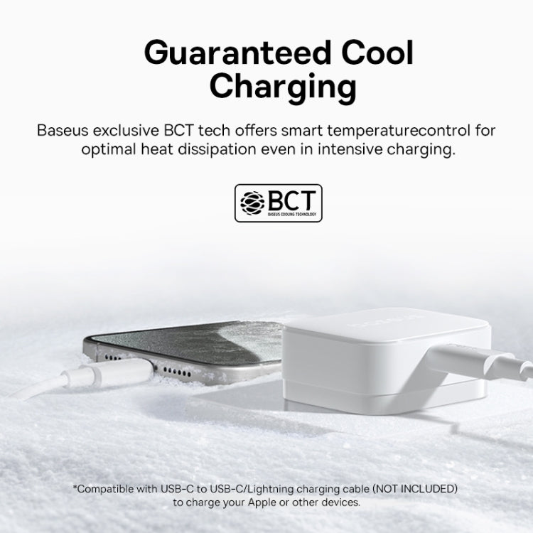 Baseus 1C 20W Type-C Palm Fast Charger, Plug:UK Plug - White