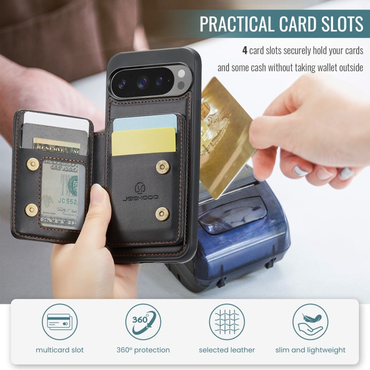 For Google Pixel 9 Pro XL JEEHOOD J05 Business Magnetic Style RFID Leather Phone Case