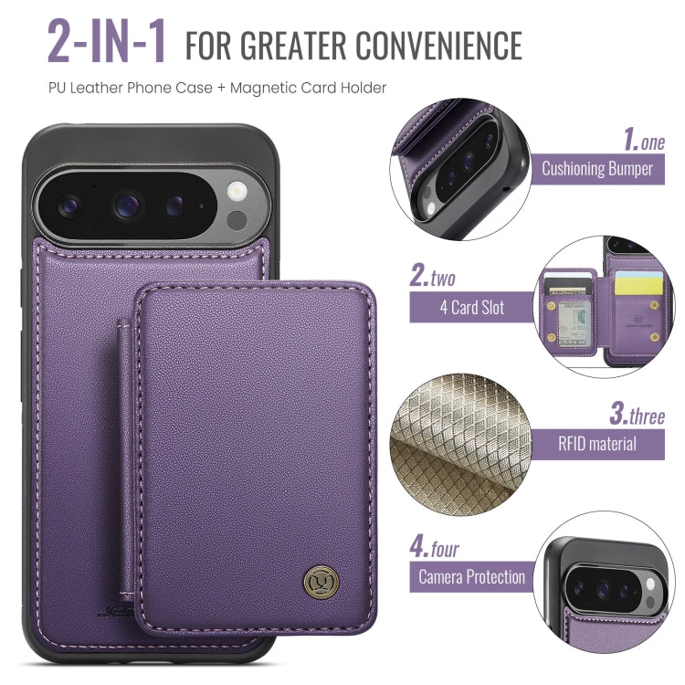 For Google Pixel 9 Pro XL JEEHOOD J05 Business Magnetic Style RFID Leather Phone Case