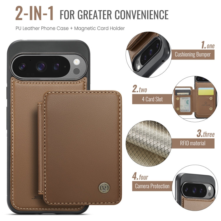 For Google Pixel 9 Pro XL JEEHOOD J05 Business Magnetic Style RFID Leather Phone Case