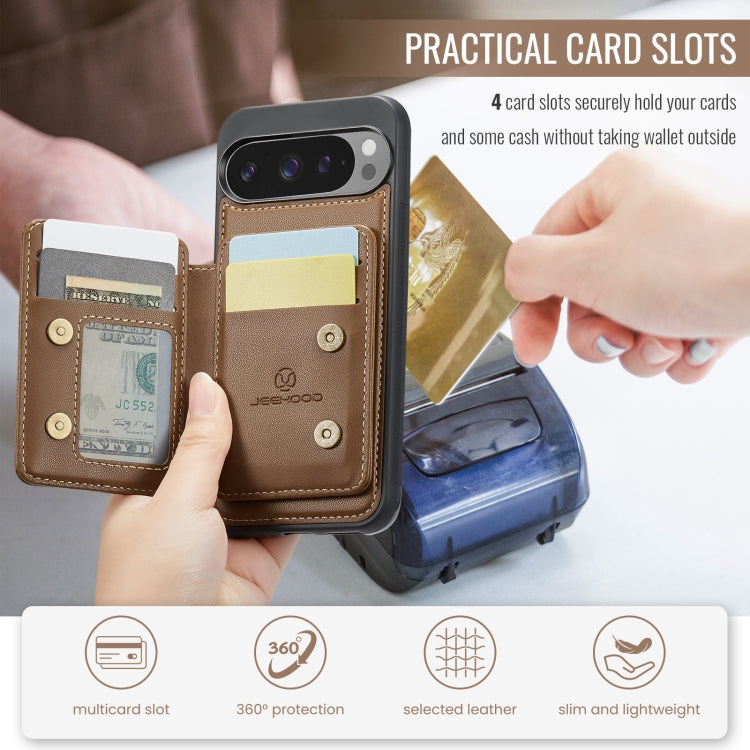 For Google Pixel 9 Pro XL JEEHOOD J05 Business Magnetic Style RFID Leather Phone Case