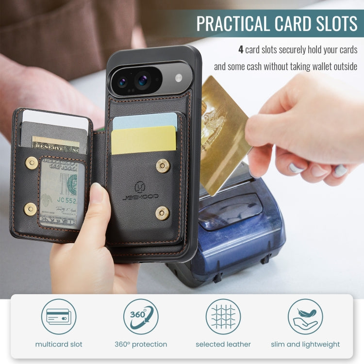 For Google Pixel 9 / 9 Pro JEEHOOD J05 Business Magnetic Style RFID Leather Phone Case
