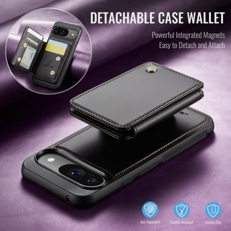 For Google Pixel 9 / 9 Pro JEEHOOD J05 Business Magnetic Style RFID Leather Phone Case