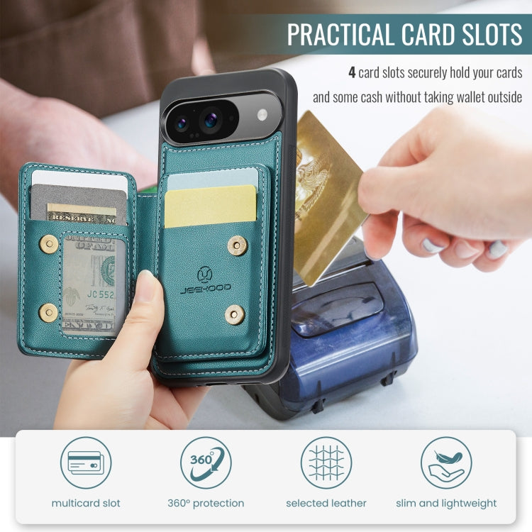 For Google Pixel 9 / 9 Pro JEEHOOD J05 Business Magnetic Style RFID Leather Phone Case