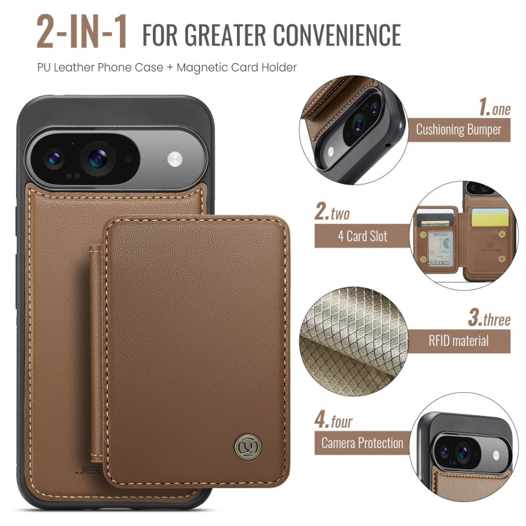 For Google Pixel 9 / 9 Pro JEEHOOD J05 Business Magnetic Style RFID Leather Phone Case