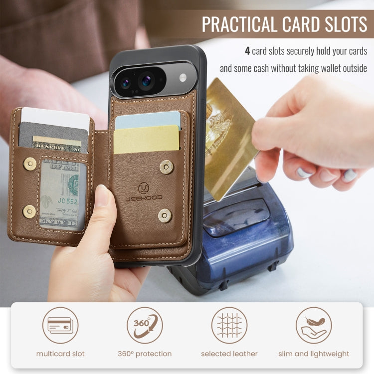 For Google Pixel 9 / 9 Pro JEEHOOD J05 Business Magnetic Style RFID Leather Phone Case