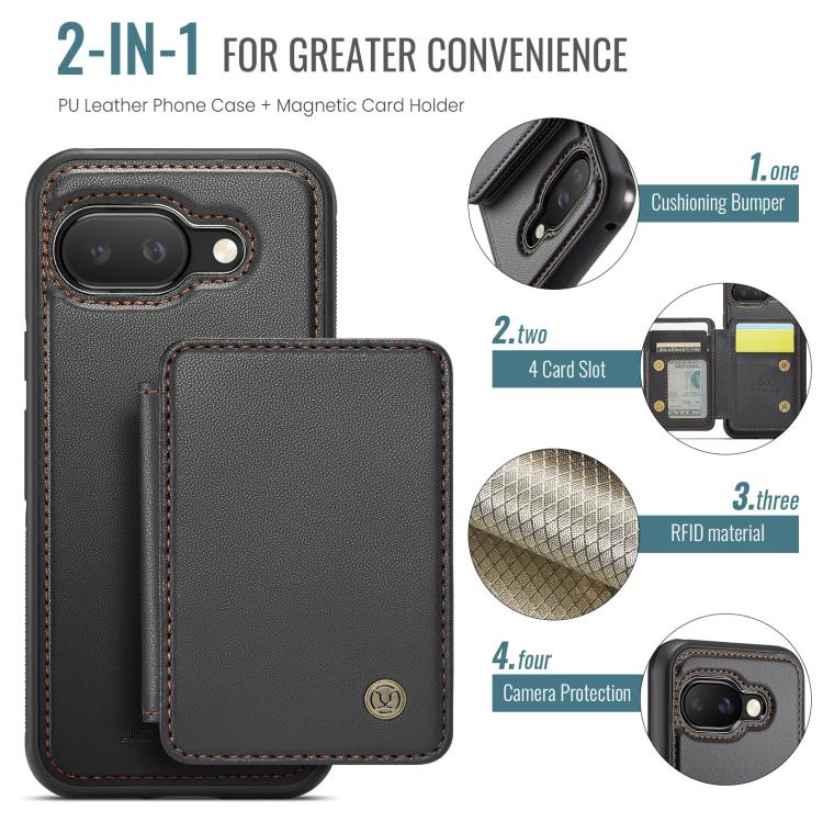 For Google Pixel 9a JEEHOOD J05 Business Magnetic Style RFID Leather Phone Case