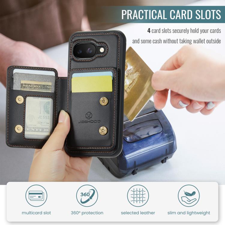 For Google Pixel 9a JEEHOOD J05 Business Magnetic Style RFID Leather Phone Case