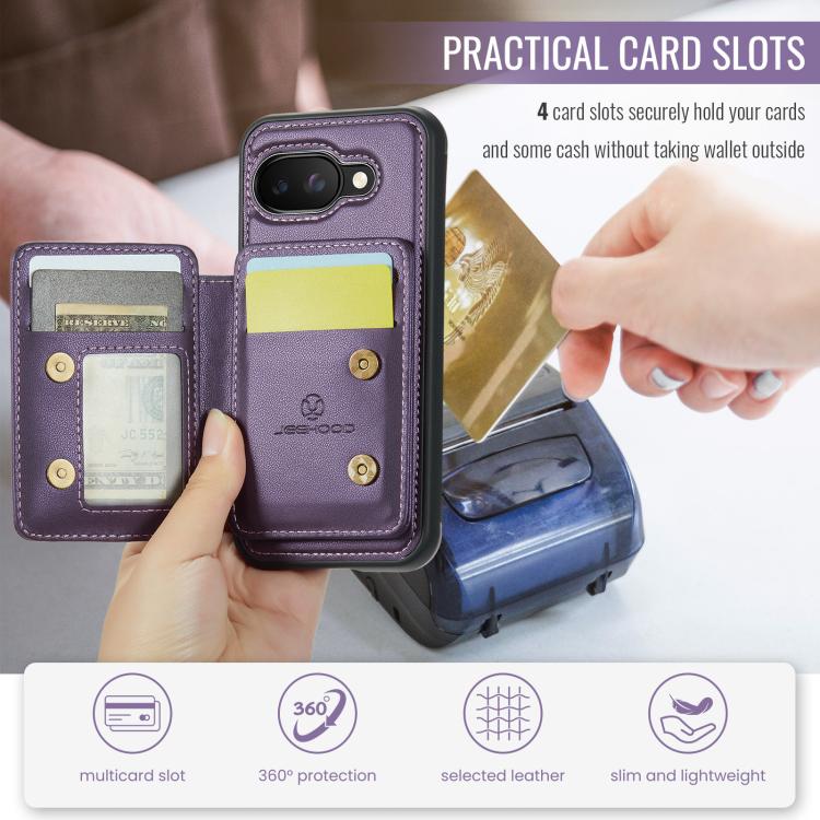 For Google Pixel 9a JEEHOOD J05 Business Magnetic Style RFID Leather Phone Case