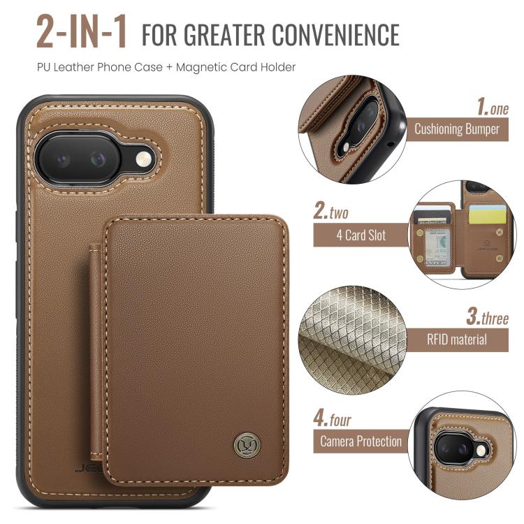 For Google Pixel 9a JEEHOOD J05 Business Magnetic Style RFID Leather Phone Case