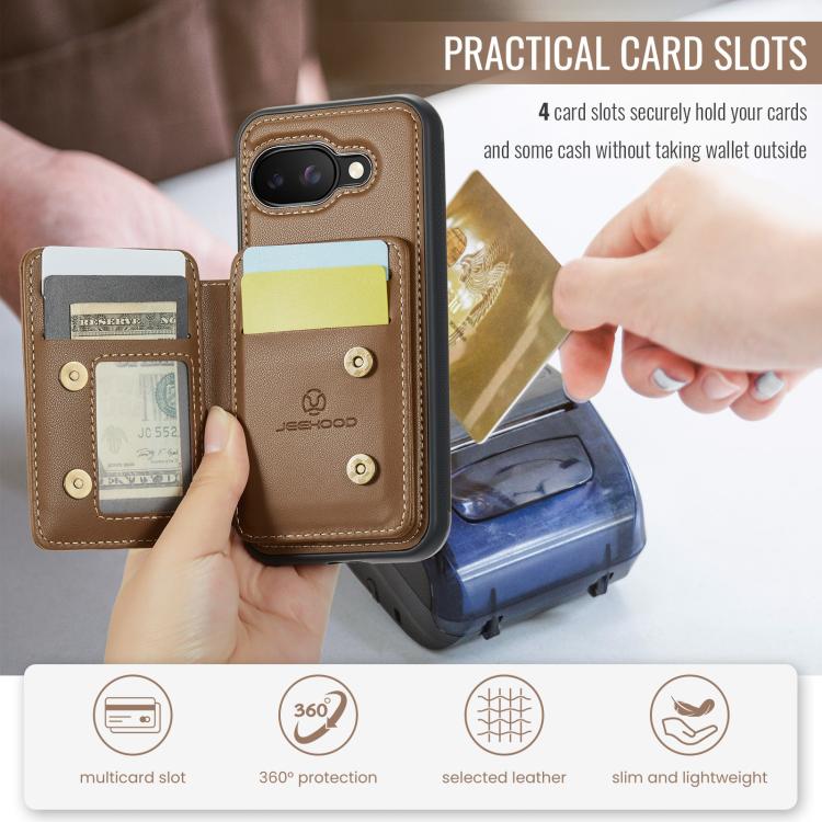 For Google Pixel 9a JEEHOOD J05 Business Magnetic Style RFID Leather Phone Case