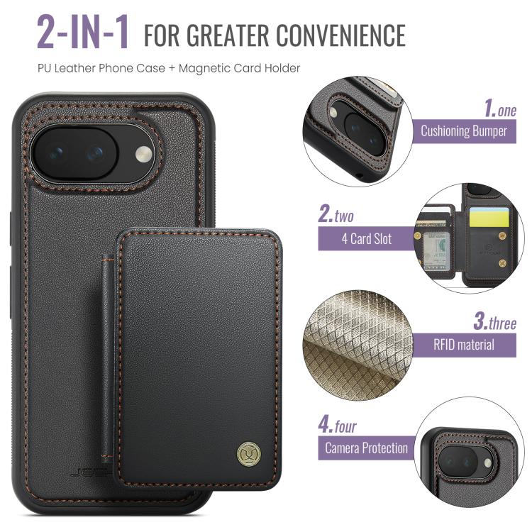 For Google Pixel 10a JEEHOOD J05 Business Magnetic Style RFID Leather Phone Case
