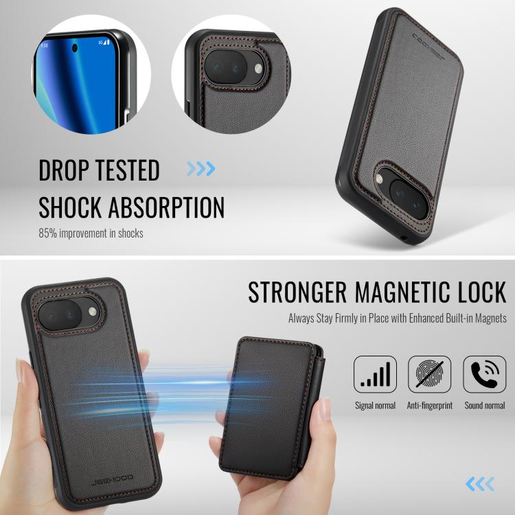 For Google Pixel 10a JEEHOOD J05 Business Magnetic Style RFID Leather Phone Case