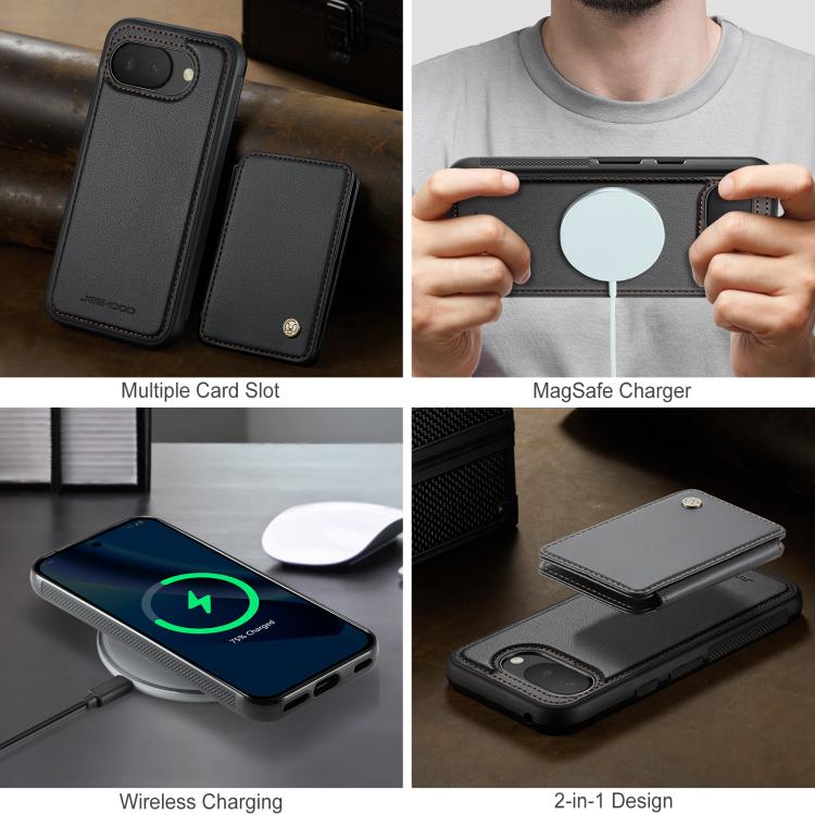 For Google Pixel 10a JEEHOOD J05 Business Magnetic Style RFID Leather Phone Case