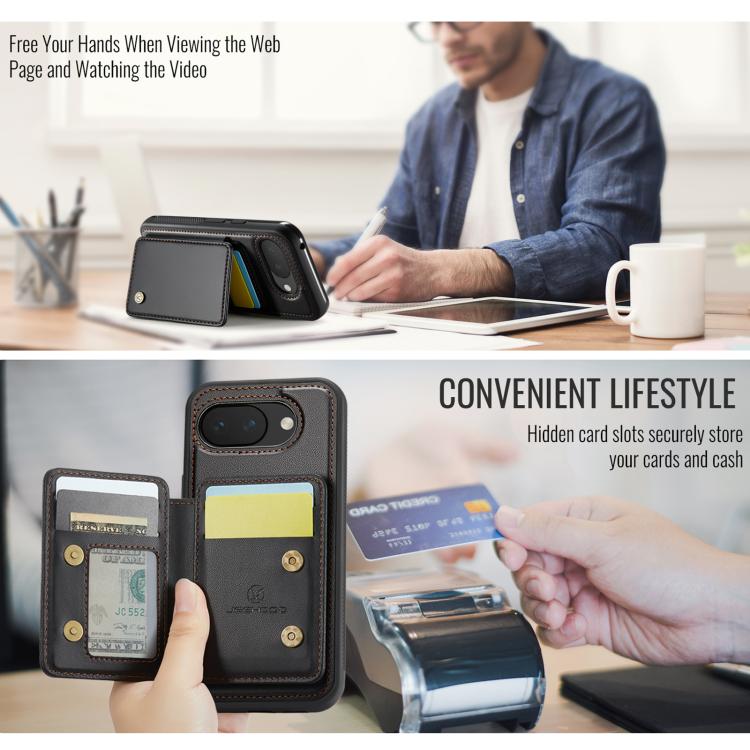For Google Pixel 10a JEEHOOD J05 Business Magnetic Style RFID Leather Phone Case