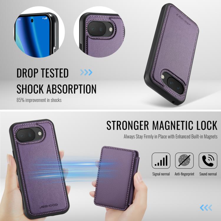 For Google Pixel 10a JEEHOOD J05 Business Magnetic Style RFID Leather Phone Case