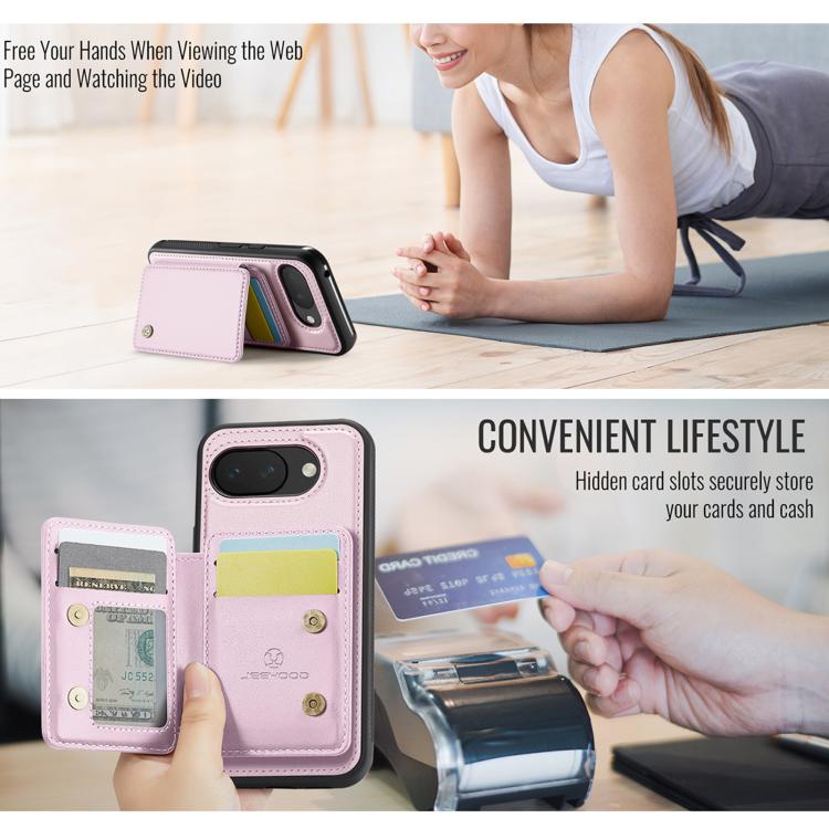 For Google Pixel 10a JEEHOOD J05 Business Magnetic Style RFID Leather Phone Case