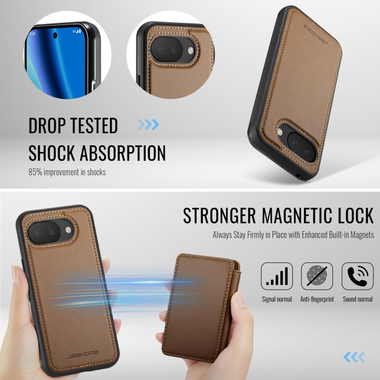 For Google Pixel 10a JEEHOOD J05 Business Magnetic Style RFID Leather Phone Case