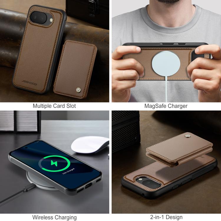 For Google Pixel 10a JEEHOOD J05 Business Magnetic Style RFID Leather Phone Case