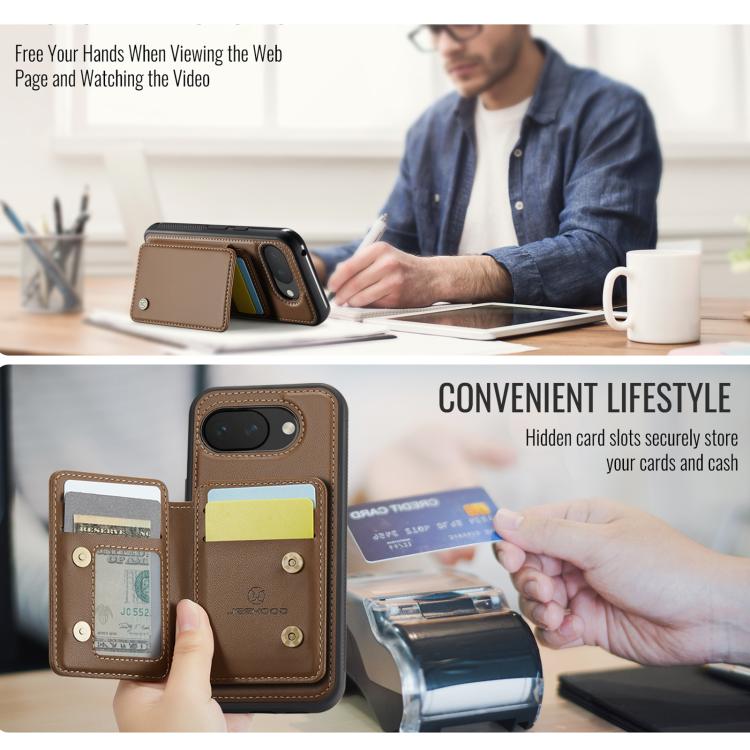 For Google Pixel 10a JEEHOOD J05 Business Magnetic Style RFID Leather Phone Case