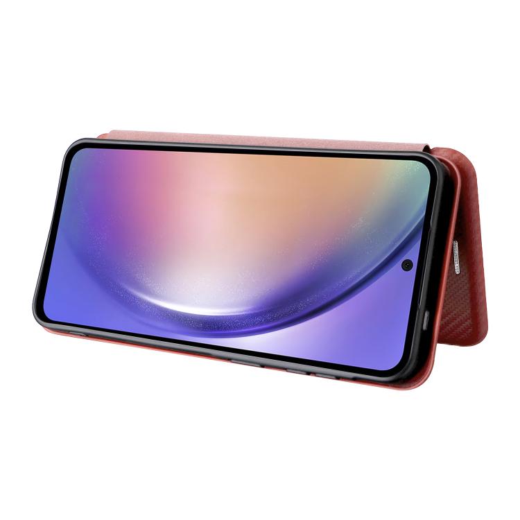 For Samsung Galaxy A57 5G Carbon Fiber Texture Flip Leather Phone Case