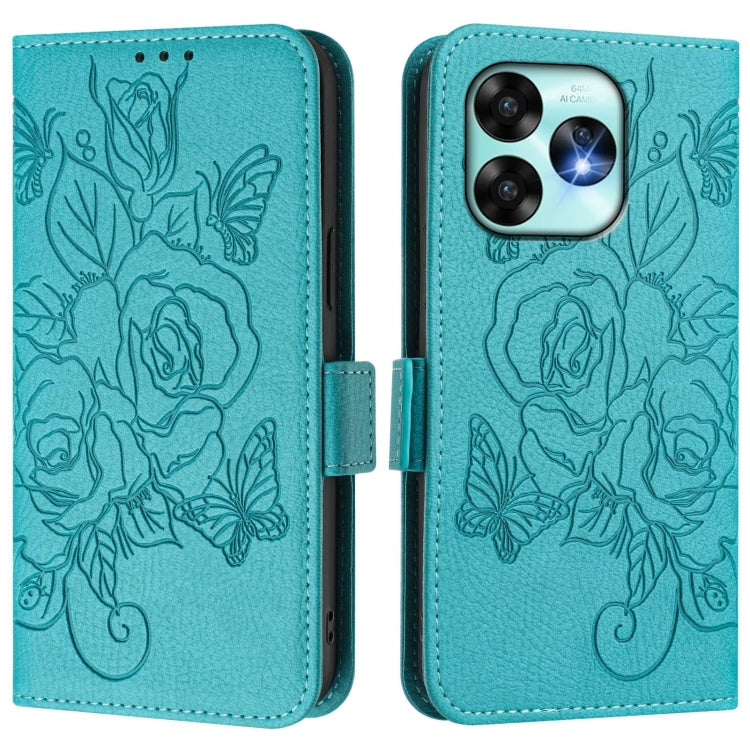 For UMIDIGI A15 / A15C / A15T Embossed Rose RFID Anti-theft Leather Phone Case