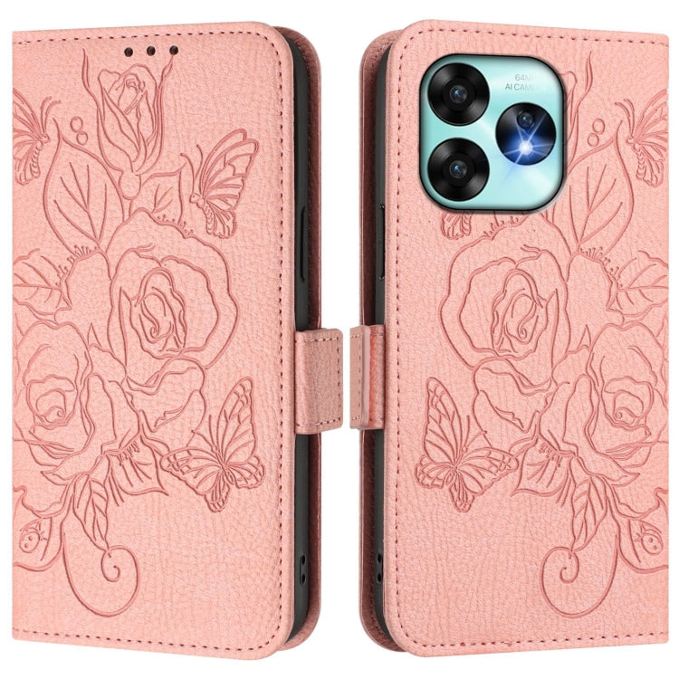 For UMIDIGI A15 / A15C / A15T Embossed Rose RFID Anti-theft Leather Phone Case
