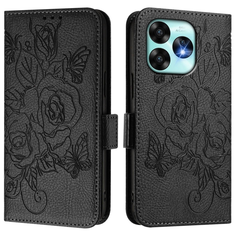 For UMIDIGI A15 / A15C / A15T Embossed Rose RFID Anti-theft Leather Phone Case