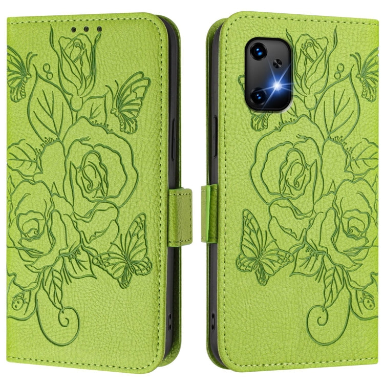 For UMIDIGI Bison X20 Embossed Rose RFID Anti-theft Leather Phone Case