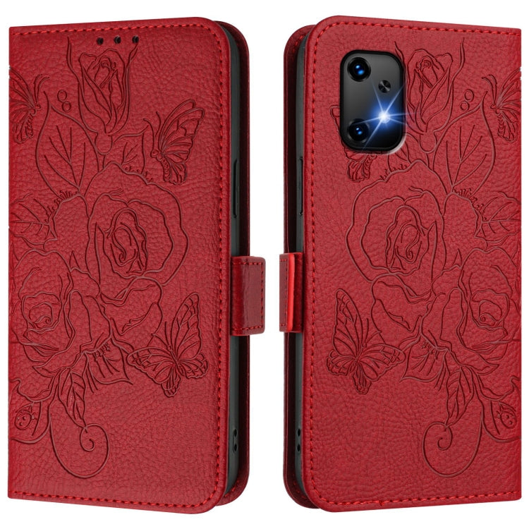 For UMIDIGI Bison X20 Embossed Rose RFID Anti-theft Leather Phone Case