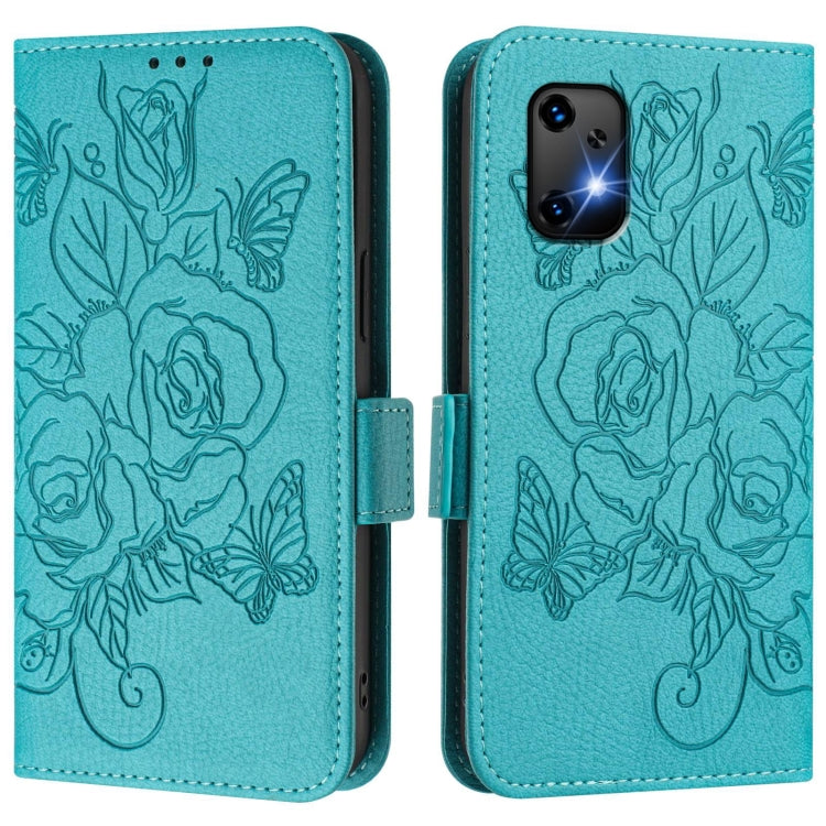 For UMIDIGI Bison X20 Embossed Rose RFID Anti-theft Leather Phone Case