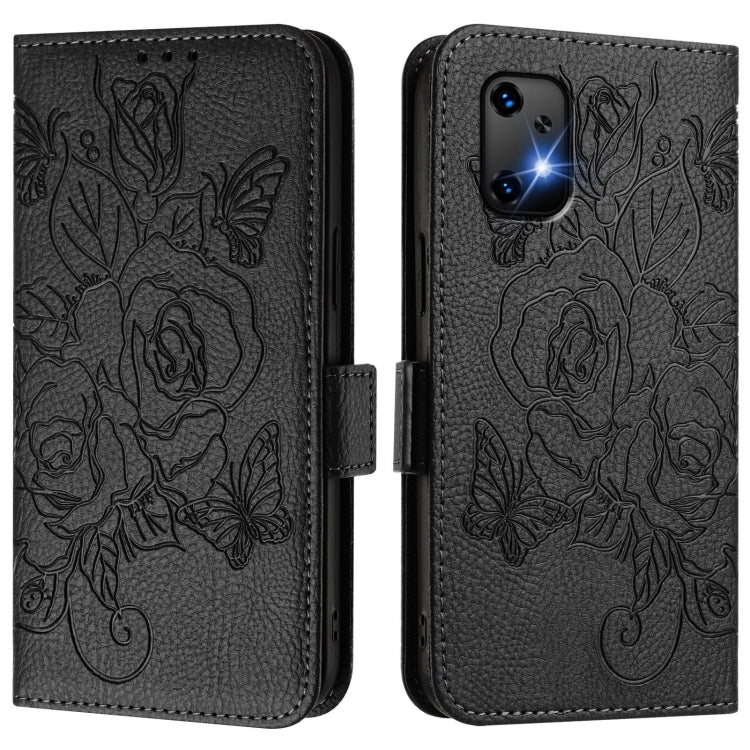 For UMIDIGI Bison X20 Embossed Rose RFID Anti-theft Leather Phone Case