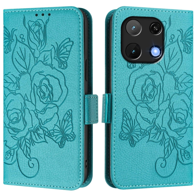 For UMIDIGI Note 90 Embossed Rose RFID Anti-theft Leather Phone Case