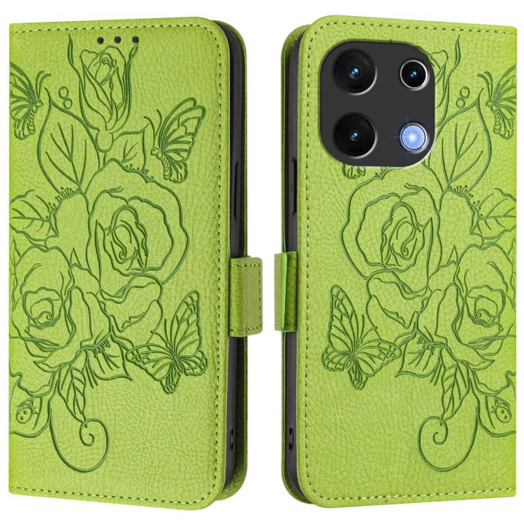 For UMIDIGI Note 100 Embossed Rose RFID Anti-theft Leather Phone Case