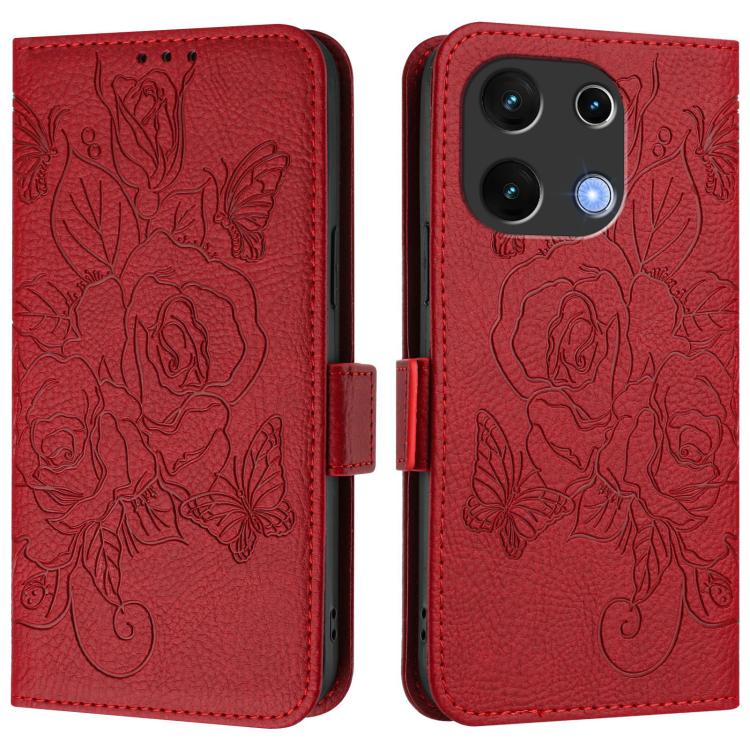 For UMIDIGI Note 100 Embossed Rose RFID Anti-theft Leather Phone Case