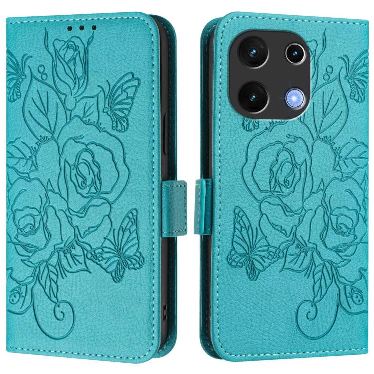 For UMIDIGI Note 100 Embossed Rose RFID Anti-theft Leather Phone Case
